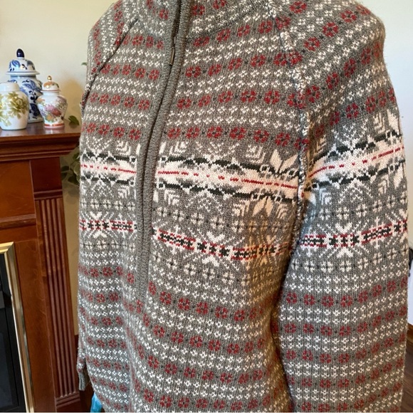 Vintage Woolrich Lambswool Fair Isle Nordic Half Zip Sweater Sage Heather LP - Picture 2 of 6